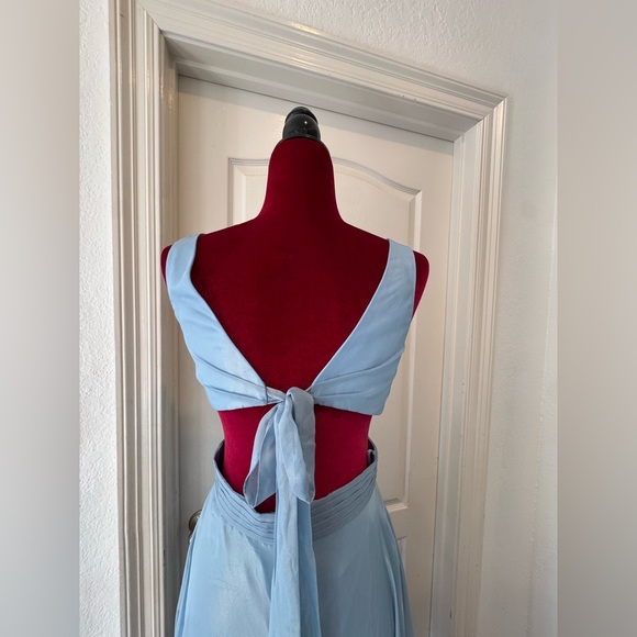 New Mac Duggal Shimmering Blue Ruffle Dress 49526 - Picture 12 of 13